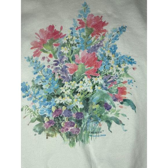 Vintage 90’s Soft As A Grape Cheverie Art Flower Crewneck Size XL - Picture 5 of 12